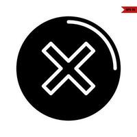 cross in button glyph icon vector