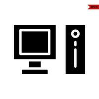 computer with pc game glyph cin vector