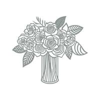 Bouquet of rose hand drawn pencil sketch, coloring page, and book, Rose flower outline, illustration ink art. rose vector art.