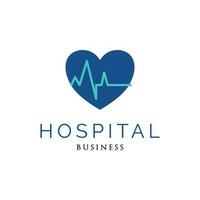 Love or Heart Pulse Hospital, Medical or Cross Plus Icon Logo Design Template vector