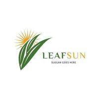 Leaf Sun Icon Vector Logo Template Illustration Design