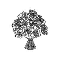 ramo de flores de Rosa mano dibujado lápiz bosquejo, colorante página, y libro, Rosa flor describir, ilustración tinta Arte. Rosa vector Arte.