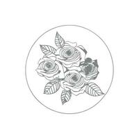 Bouquet of rose hand drawn pencil sketch, coloring page, and book, Rose flower outline, illustration ink art. rose vector art.