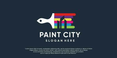 Painting logo idea with modern premium concept vector