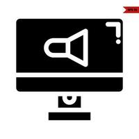 sound in monitor computer glyph icon vector