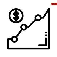 chart  with money in button line icon vector