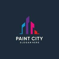 Painting logo idea with modern premium concept vector