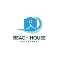 Beach house logo vector with creative design idea