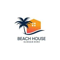 Beach house logo vector with creative design idea