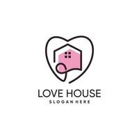 Love house logo vector with line art design idea