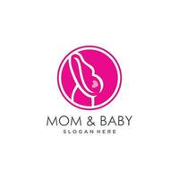 Mom and baby logo design illustration with modern creative idea vector