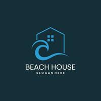 Beach house logo vector with creative design idea