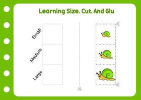 aprendizaje Talla cortar y pegamento caracol. dibujos animados caracol. vector