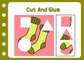 cut and glue the sock. kids game vector