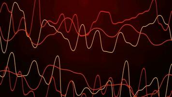 3D abstract digital technology animated red light particles on black background. video