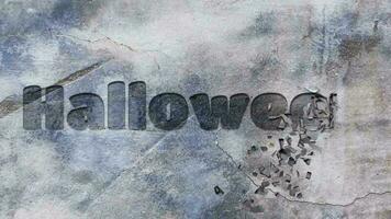 Halloween text engraved on concrete wall 3d animated video