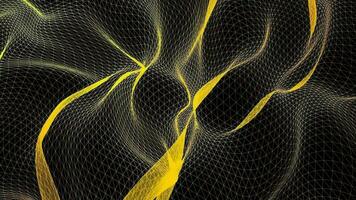 3D abstract digital technology animated orange-red light particles on black background. video
