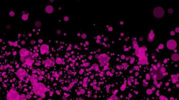 3D abstract digital technology animated pink light particles on black background. video