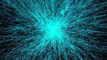 3D abstract digital technology animated blue light particles on blue background. video