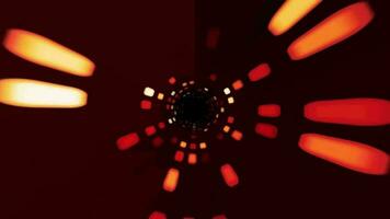 3D abstract digital technology tunnel animated orange-red light particles video