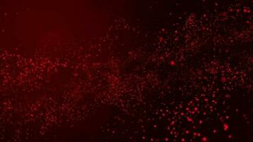 3D abstract digital technology animated red light particles on red background. video