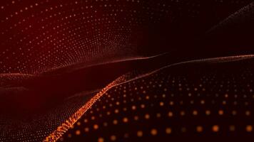 3D abstract digital technology animated red light particles on red background. video