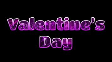 Text Valentine's day 3d digital technology animated on black background video