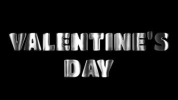 Text valentine's day silver 3D digital technology animated on black background video