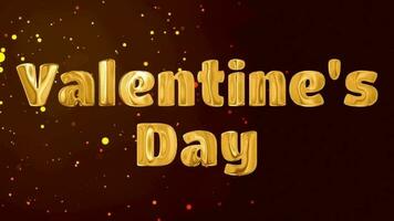 Text Valentine's day golden 3d digital technology animated on red particle background video