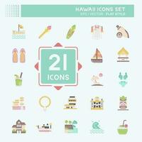 Icon Set Hawaii. related to Holiday symbol. flat style. simple design editable. vector