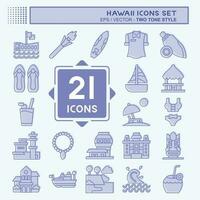 Icon Set Hawaii. related to Holiday symbol. two tone style. simple design editable. vector