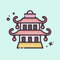 Icon Pagoda. related to Chinese New Year symbol. MBE style. simple design editable vector