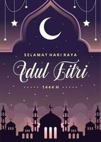 Eid al-fitr vector background. Islamic illustration for holiday background. Fit for banner, backdrop, greeting card, cover. Vector eps 10.