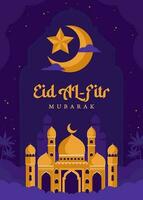 Eid al-fitr vector background. Islamic illustration for holiday background. Fit for banner, backdrop, greeting card, cover. Vector eps 10.