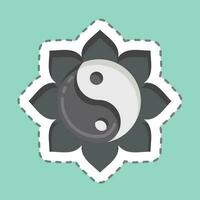 pegatina línea cortar yin yang relacionado a chino nuevo año símbolo. sencillo diseño editable vector