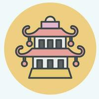 Icon Pagoda. related to Chinese New Year symbol. color mate style. simple design editable vector