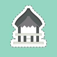 Sticker line cut Pavilion Cottage. related to Hawaii symbol. simple design editable. vector