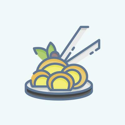 Icon Chinese Noodle. related to Chinese New Year symbol. doodle style. simple design editable