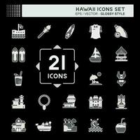 Icon Set Hawaii. related to Holiday symbol. glossy style. simple design editable. vector