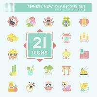 Icon Set Chinese New Year. related to Education symbol. flat style. simple design editable vector