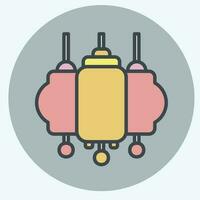 Icon Lantern. related to Chinese New Year symbol. color mate style. simple design editable vector