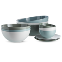 ensemble de tasses, assiettes, céramique carrelage sans pour autant motifs avec Couper en dehors isolé sur Contexte transparent png