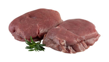 fresco carne de porco, cortar para dentro peças, bife pronto para estar grelhado com cortar Fora isolado em transparente fundo png