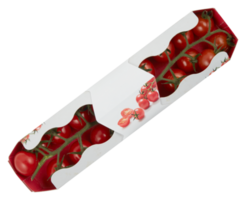 bouquet of fresh red tomatoes packed in a paper box with cut out isolated on transparent background png