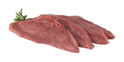 Fresh pork, cut into pieces, steak ready to be grilled with cut out isolated on transparent background png