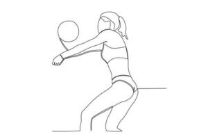 lado ver de mujer jugando vóleibol vector