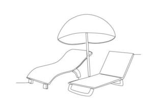 Chairs and umbrellas on the beach vector