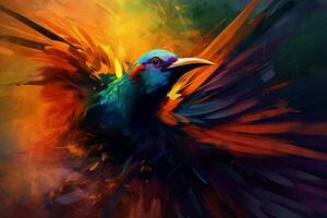 Colorful abstract bird feather. Generate Ai photo