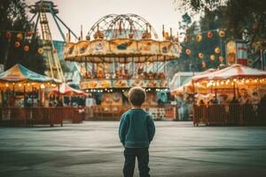 niño diversión parque. generar ai foto