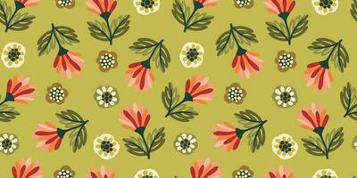 Folk floral seamless pattern. Modern abstract design for paper, cover, fabric, pacing and other users vector